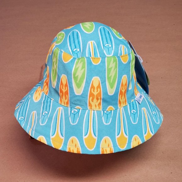 I Play Bucket Sun Hat 0-6 Months Aqua Surfboard - Picture 1 of 10